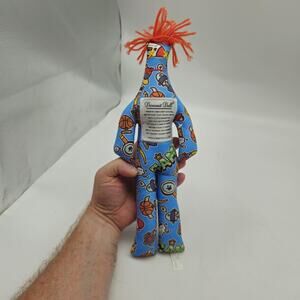 Dammit Doll Sports Gamer Print Blue Stress Relief Plush Toy Orange Hair Fun
